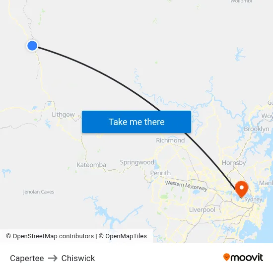 Capertee to Chiswick map