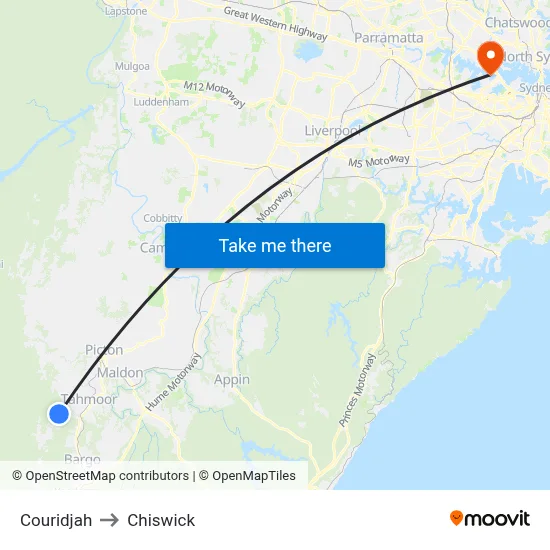 Couridjah to Chiswick map
