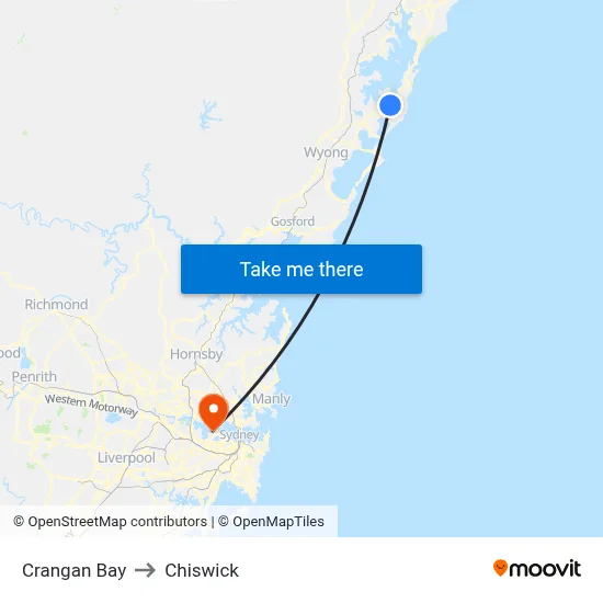 Crangan Bay to Chiswick map