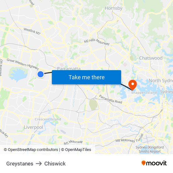 Greystanes to Chiswick map
