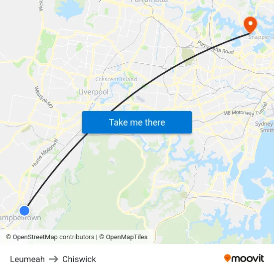 Leumeah to Chiswick map
