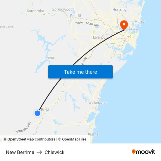 New Berrima to Chiswick map