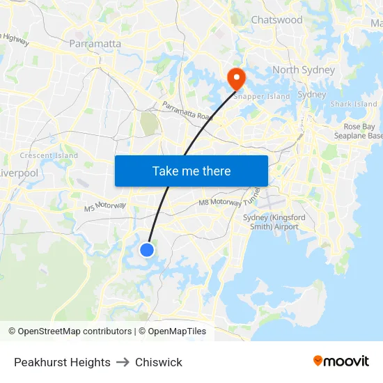 Peakhurst Heights to Chiswick map