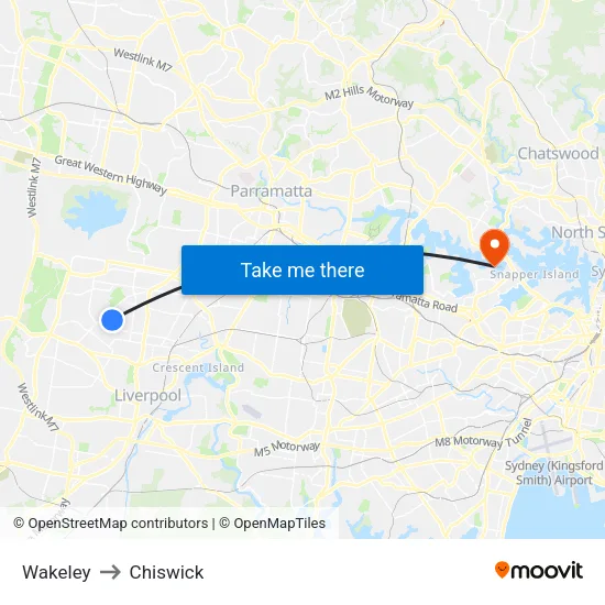 Wakeley to Chiswick map
