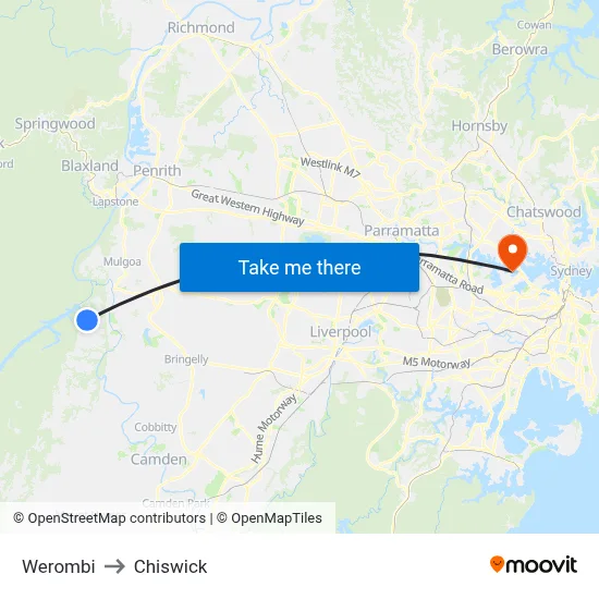 Werombi to Chiswick map