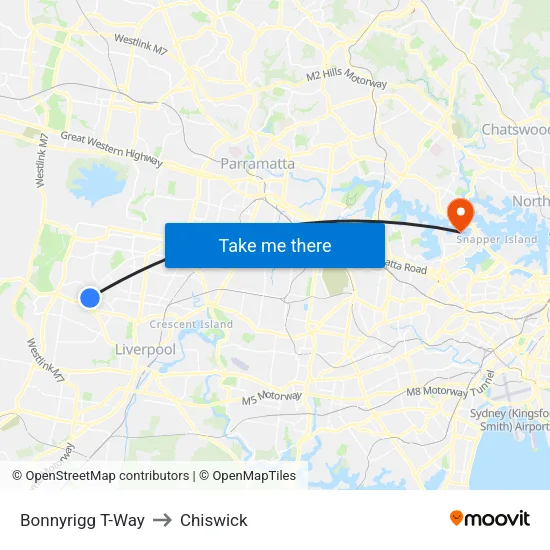 Bonnyrigg T-Way to Chiswick map