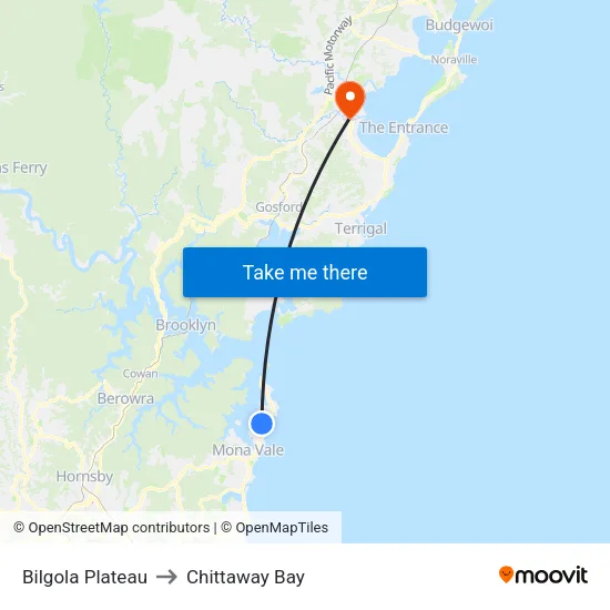Bilgola Plateau to Chittaway Bay map
