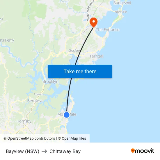 Bayview (NSW) to Chittaway Bay map