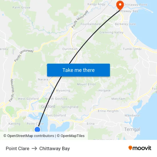 Point Clare to Chittaway Bay map