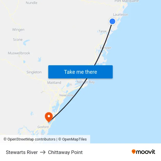 Stewarts River to Chittaway Point map