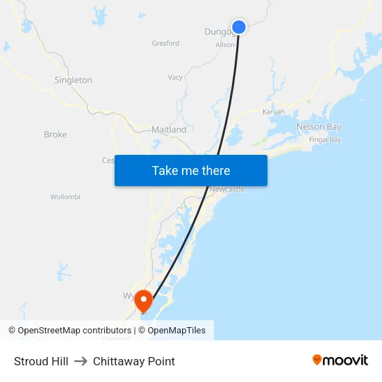 Stroud Hill to Chittaway Point map