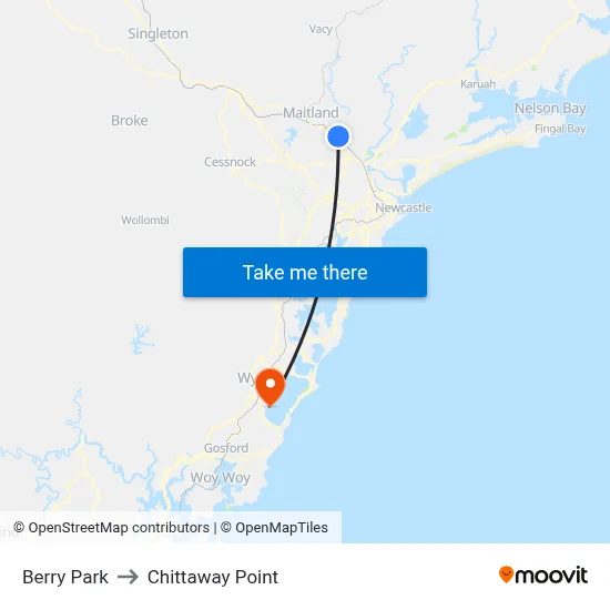 Berry Park to Chittaway Point map