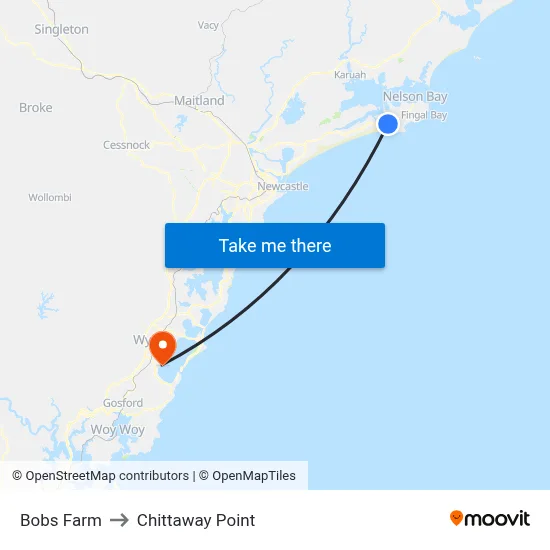 Bobs Farm to Chittaway Point map