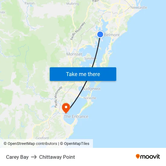 Carey Bay to Chittaway Point map