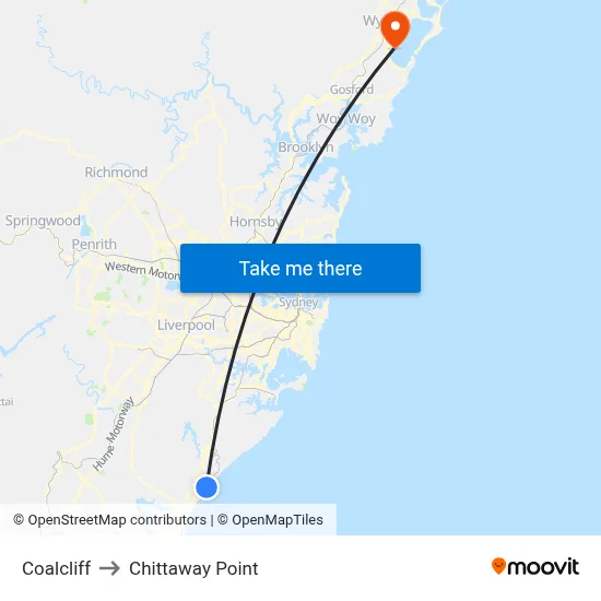Coalcliff to Chittaway Point map