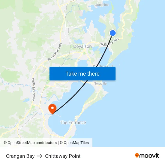 Crangan Bay to Chittaway Point map