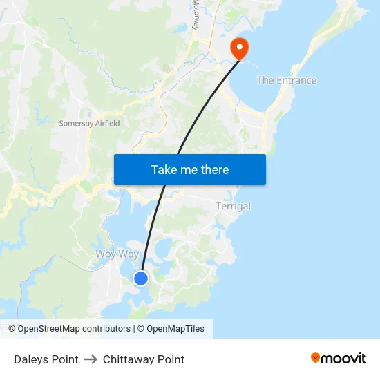 Daleys Point to Chittaway Point map