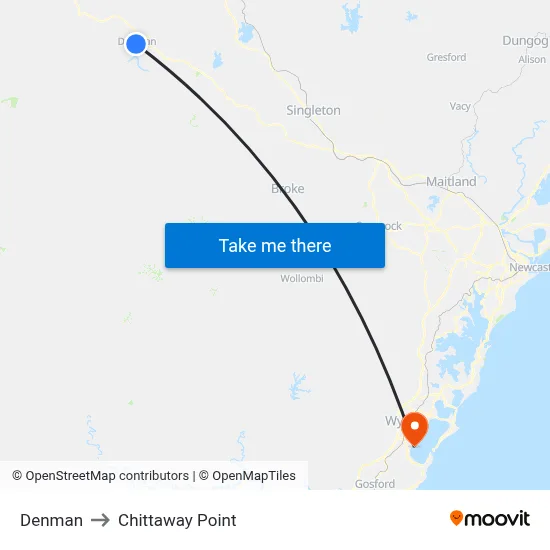 Denman to Chittaway Point map