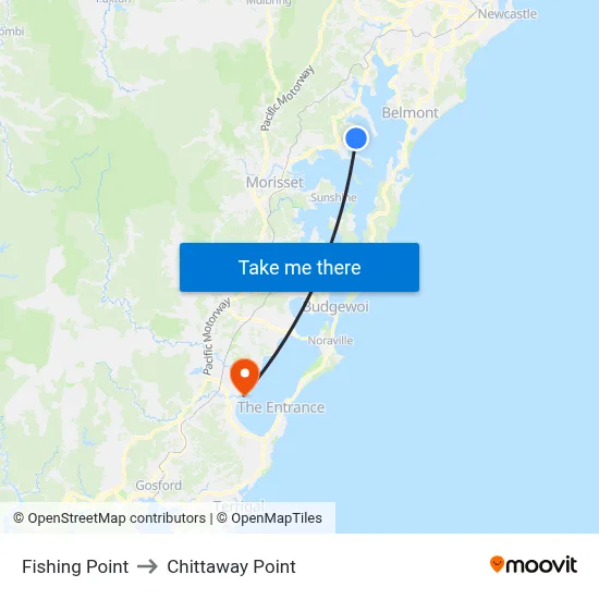 Fishing Point to Chittaway Point map