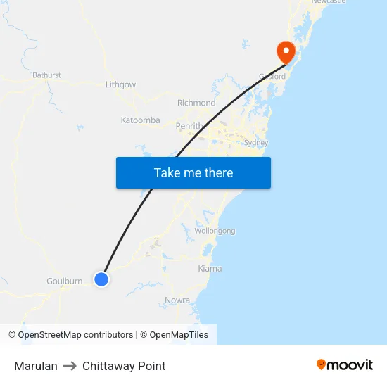 Marulan to Chittaway Point map