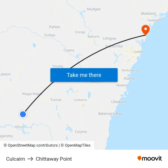 Culcairn to Chittaway Point map