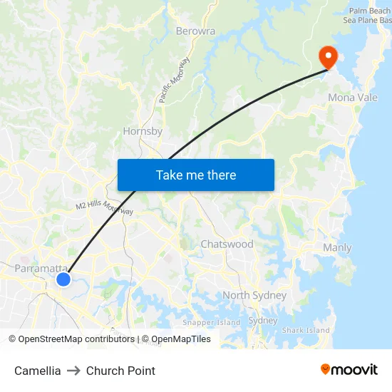 Camellia to Church Point map