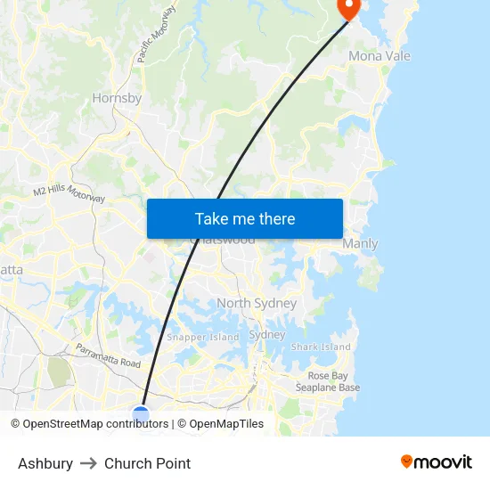 Ashbury to Church Point map