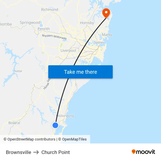 Brownsville to Church Point map