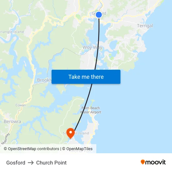 Gosford to Church Point map