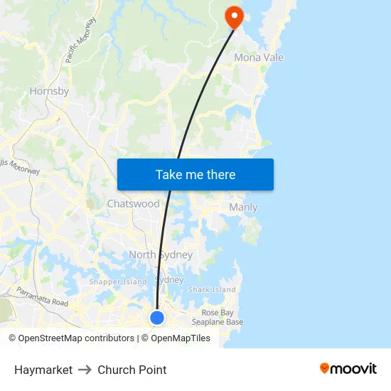 Haymarket to Church Point map