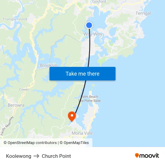 Koolewong to Church Point map