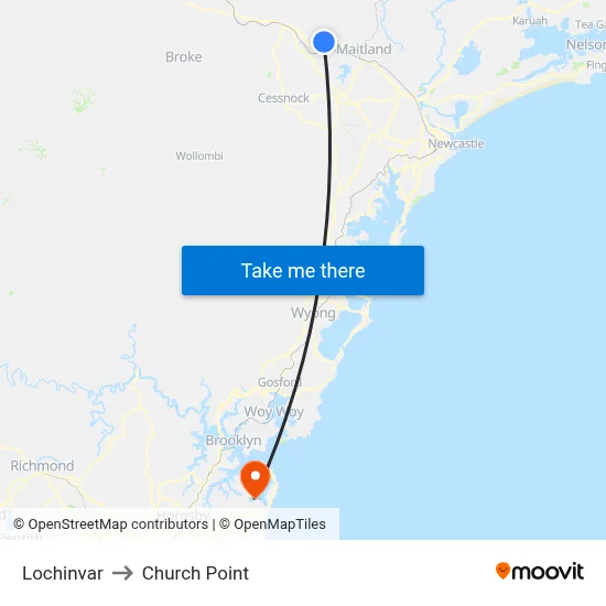 Lochinvar to Church Point map