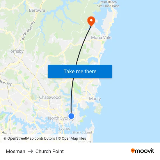 Mosman to Church Point map