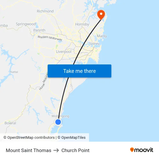 Mount Saint Thomas to Church Point map
