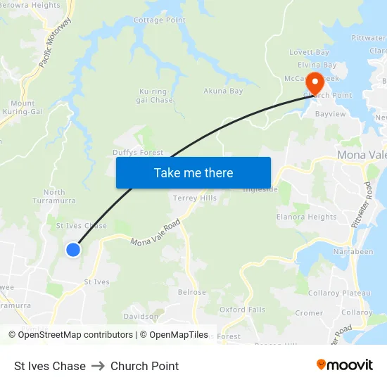 St Ives Chase to Church Point map