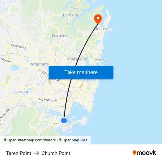 Taren Point to Church Point map