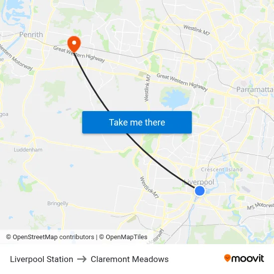 Liverpool Station to Claremont Meadows map