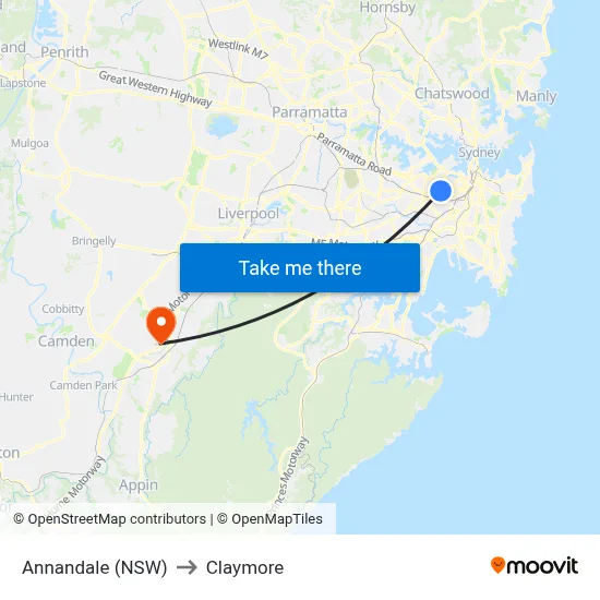 Annandale (NSW) to Claymore map