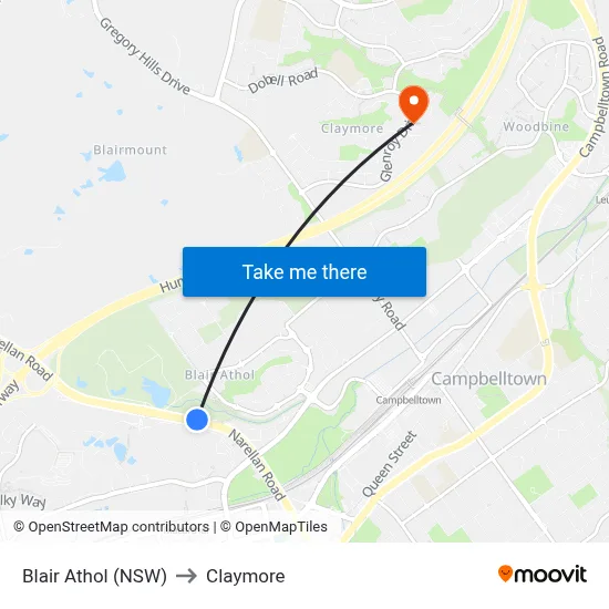 Blair Athol (NSW) to Claymore map