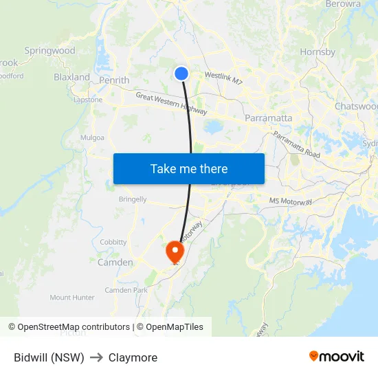 Bidwill (NSW) to Claymore map