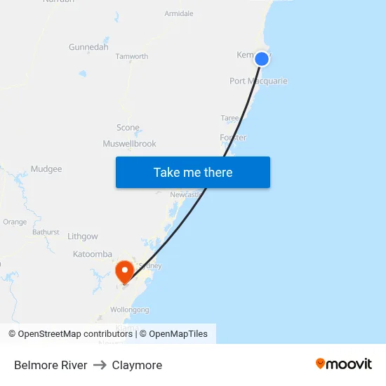 Belmore River to Claymore map