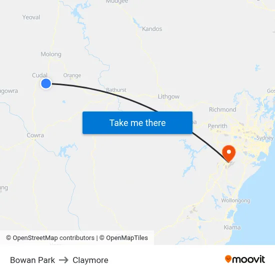 Bowan Park to Claymore map