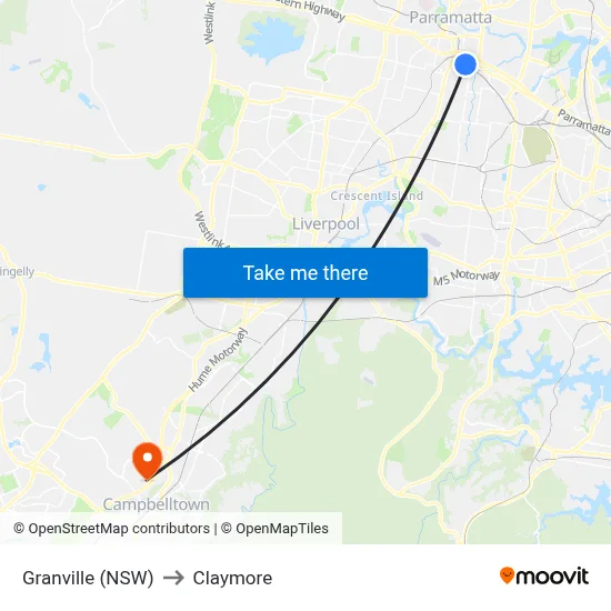 Granville (NSW) to Claymore map