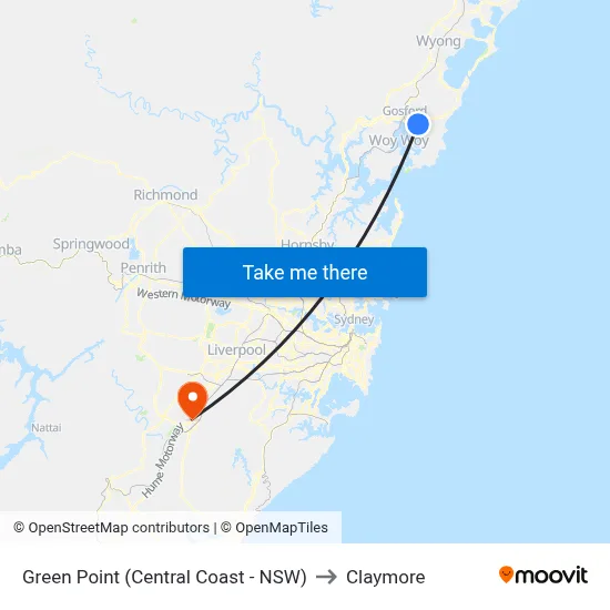 Green Point (Central Coast - NSW) to Claymore map