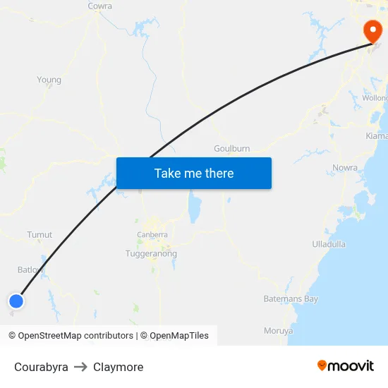 Courabyra to Claymore map