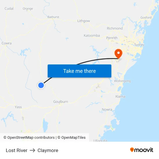 Lost River to Claymore map