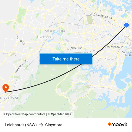 Leichhardt (NSW) to Claymore map