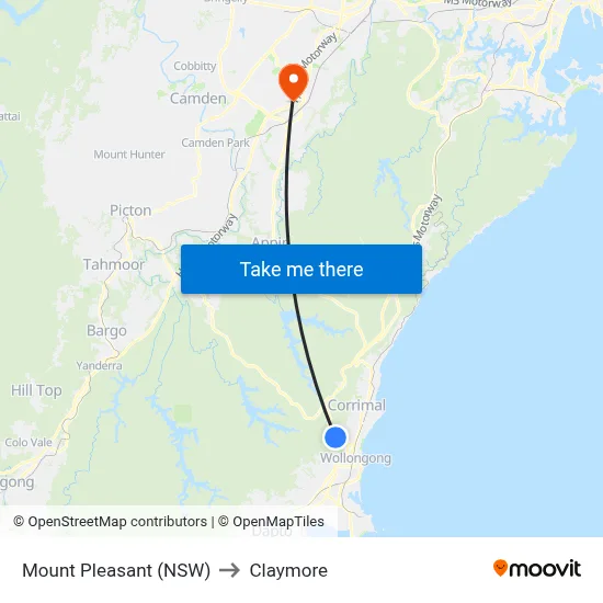 Mount Pleasant (NSW) to Claymore map