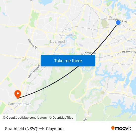 Strathfield (NSW) to Claymore map