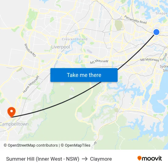 Summer Hill (Inner West - NSW) to Claymore map